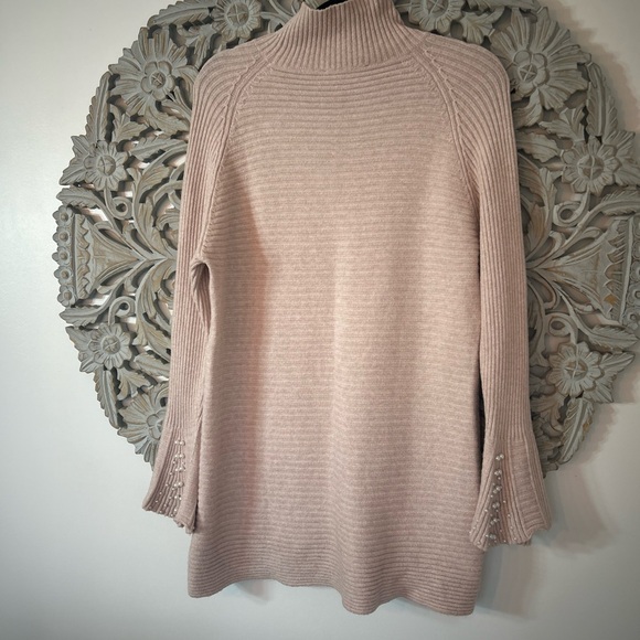 Melanie Lyne pearl accented cream/light pink sweater/ sweat dress size XLarge - Picture 5 of 7